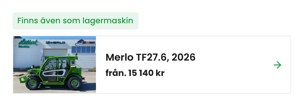 Kortet Finns även som lagermaskin med en konkret Merlo TF27.6 från 2026